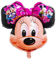 Фольгована кулька КНР (69 см) Мінні Маус (голова) з малиновим бантом