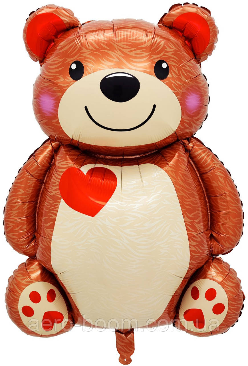 Фольгована кулька КНР (67х90 см) Ведмедик з серцем, фото 1