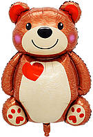 Фольгована кулька КНР (67х90 см) Ведмедик з серцем