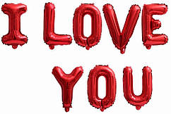 Фольговані літери КНР 16"(40 см/літера) "I LOVE YOU" червоні