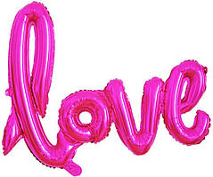 Фольговані літери КНР (110х72 см ) "LOVE" фуксія