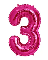 Фольгована цифра 16"(40 см) КНР 3 фуксія