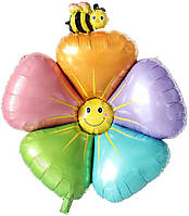 Фольгована кулька КНР (100х92 см) Квітка з бджілкою