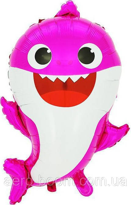 Фольгована кулька КНР (49х66 см) Акулятко рожеве, фото 1
