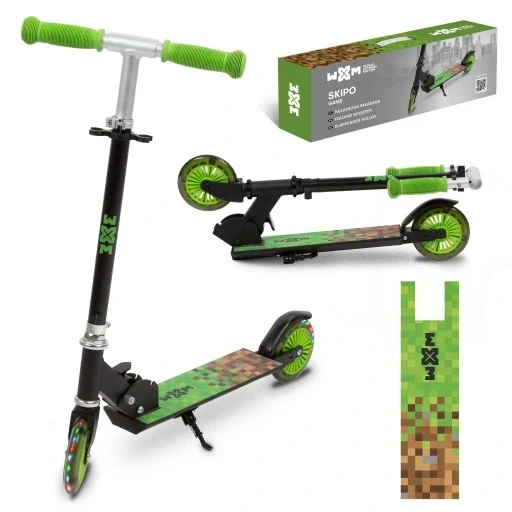 Складаний самокат Kidwell Wxm Skipo Game чорно-зелений 3+ Wxm Game колеса Led до 50 кг, фото 1