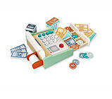 Дерев'яна пастельна каса магазину Lelin з фіскальним сканером для дітей аксесуари, фото 5