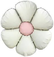 Фольгована кулька КНР (70x70 см) Квітка ромашка пастель молочна