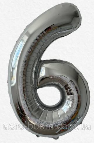 Фольгована цифра Flexmetal 40"(100 см) Slim срібло 6, фото 1