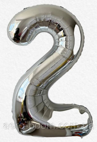 Фольгована цифра Flexmetal 40"(100 см) Slim срібло 2, фото 1