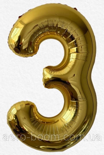Фольгована цифра Flexmetal 40"(100 см) Slim золото 3, фото 1