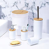 Комплект аксесуарів для ванної кімнати Jumi з 6 елементів білий пластиковий набір, фото 10