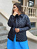 Якісна осіння стьобана в ромбик куртка-піджак жіноча, батал великі розміри, фото 7