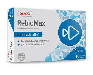 Dr.Max RebioMax Пробіотики, дріжджі, інулін, 10 капсул. до 10/2026