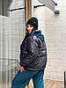 Тепла стьобана дута коротка куртка жіноча, батал великі розміри, фото 4