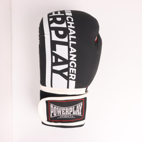 Боксерські рукавиці PowerPlay 3086 Matt Challenger Чорно-Білі 16 унцій
