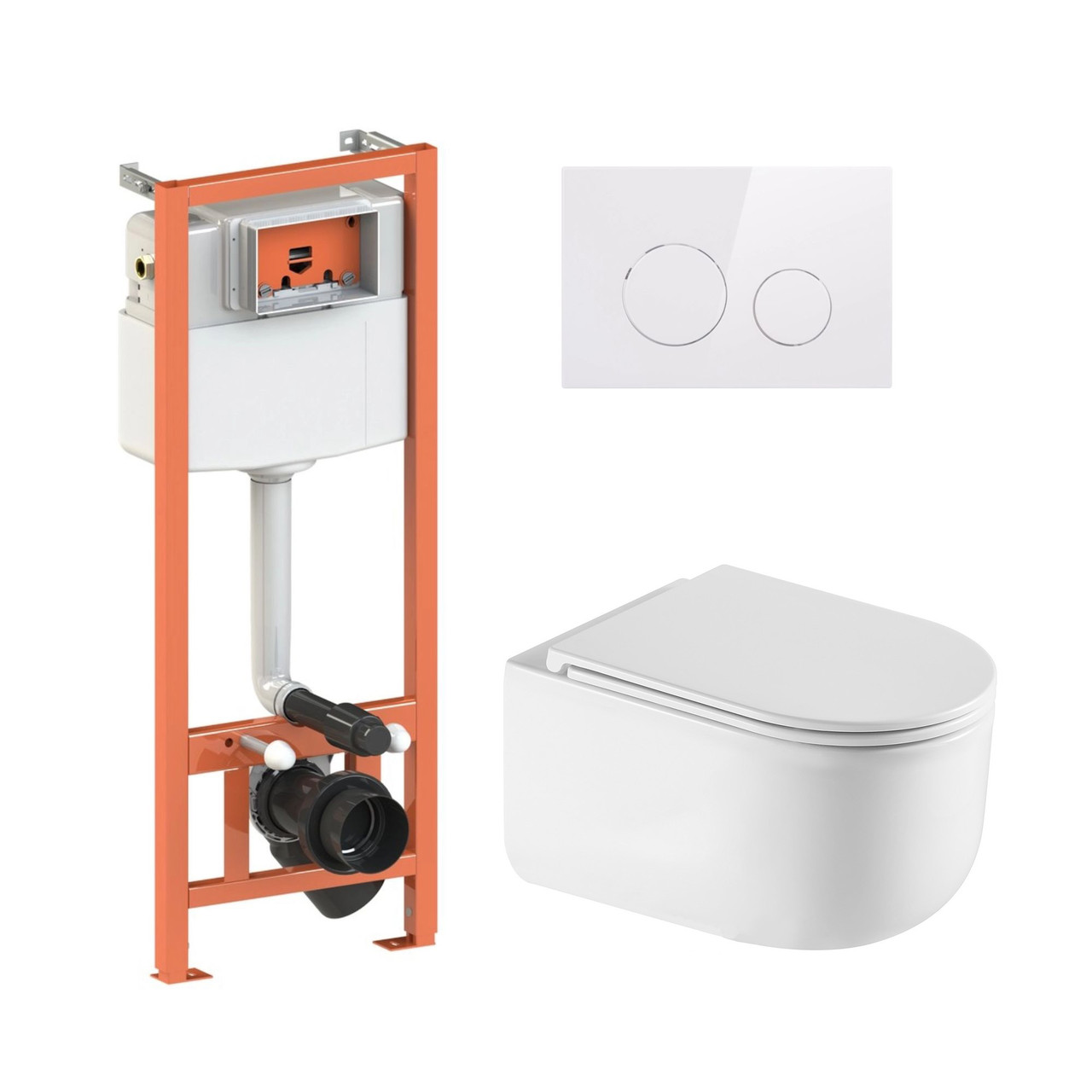 Комплект інсталяції Q-TAP Taurus&Nest с унітазом Q-TAP кнопка біла 218046 QT2433084EUQW46146, фото 1