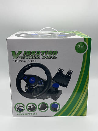 РУЛЬ ігровий із педалями та короб.передач 3в1 PC/PS2/PS3/XBOX, фото 1