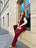 Жіночий трикотажний діловий костюм двійка: брюки кльош і жилет без застібки, батал великі розміри, фото 2