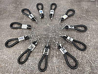 Шкіряні плетені брелоки з карабіном для ключів, брелок на ключі косиця, шкіряний плетений шнурок