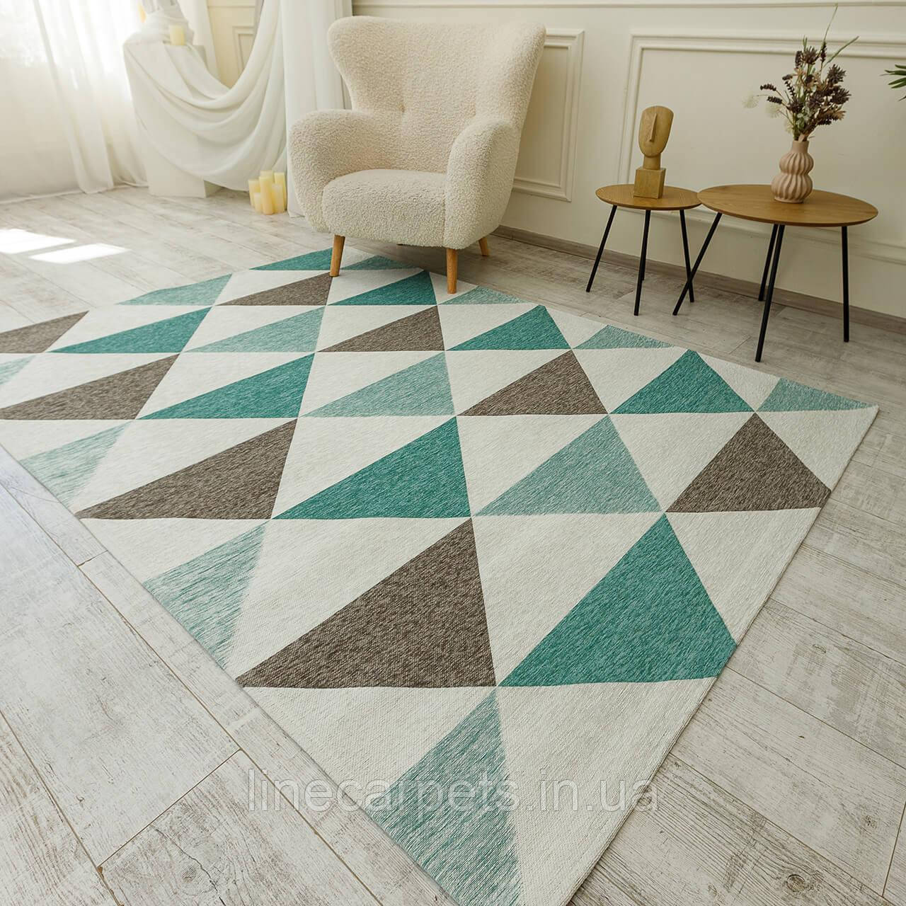 Сучасний килим трикутники ALMINA 131701 grey-blue