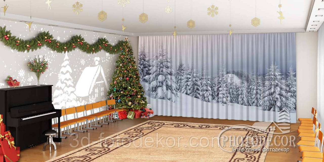 Новорічні Фото Штори в дитячий сад "Засніжена зима"