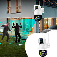 Вулична WiFi камера з двома об'єктивами та датчиком руху Smart Net Camera Портативна IP камера 3Мп, фото 3