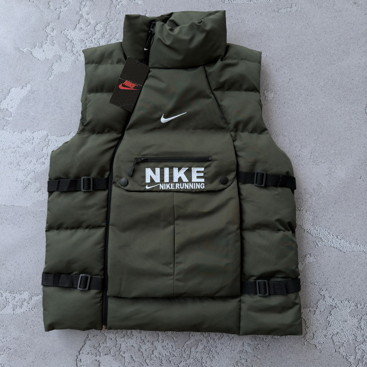 Жіноча жилетка Nike тепла осіння весняна безрукавка дута жилет найк хакі