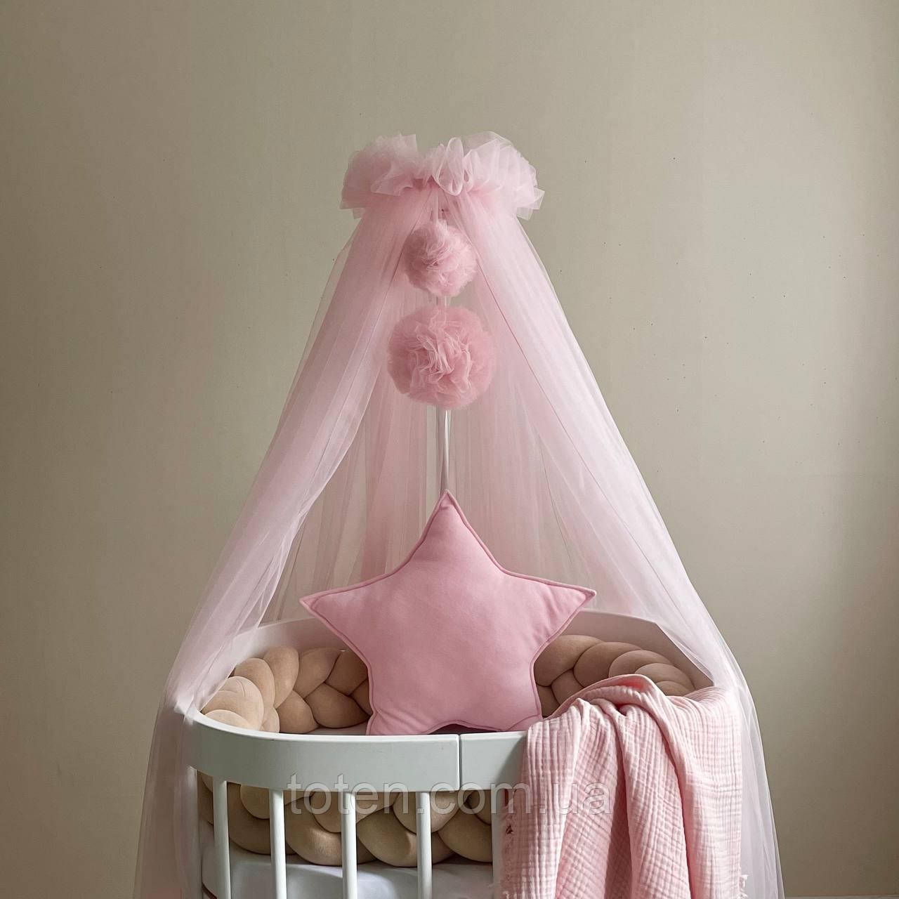 Балдахін з помпонами світло-рожевий, фото 1