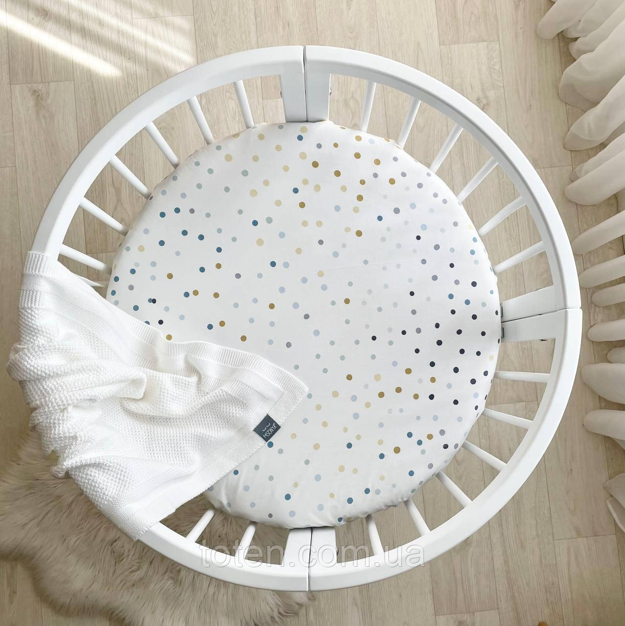 Простирадло дитяче Акварельний горошок мята 70х70, фото 1