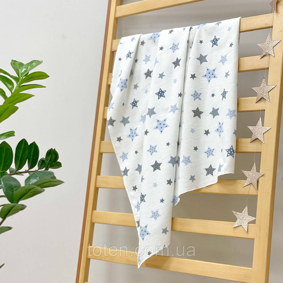 Пелюшка фланель Старс блакитний, 80х100 +/- 2 см, фото 1