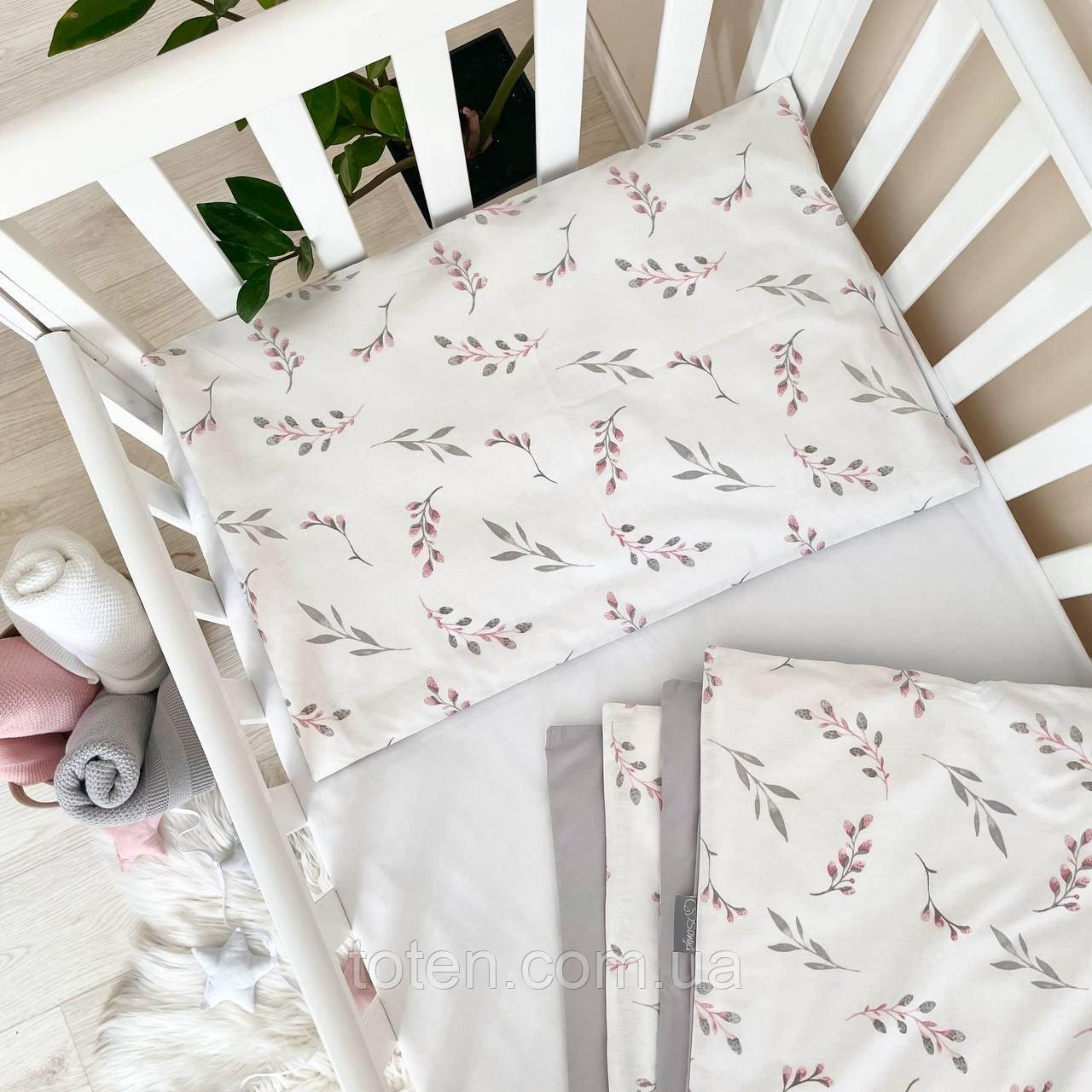 Змінна постіль Baby Dream Гілочки котики пудра, фото 1