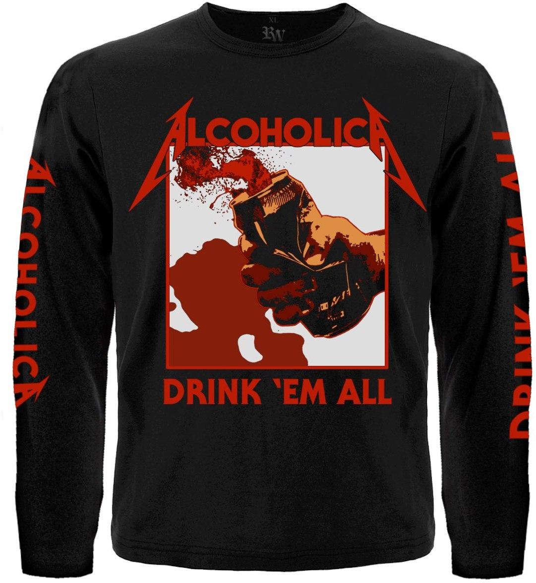 Футболка з довгим рукавом Alcoholica "Drink `Em All", Розмір L