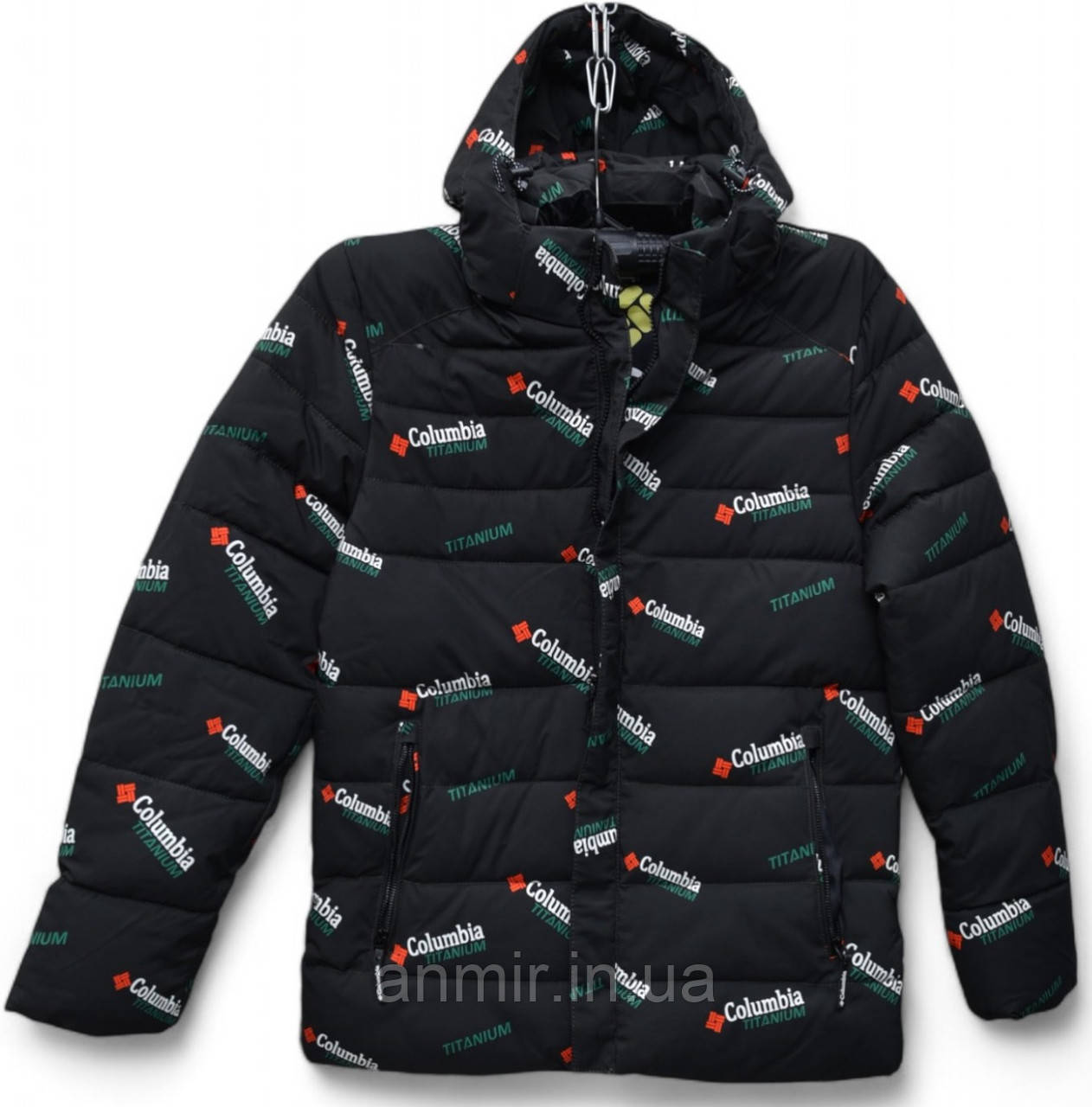 Куртка чоловіча зимова пряма стьобана COLUMBIA норма 44-54, колір чорний