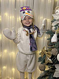 Дитячий карнавальний костюм "Сніговик", новорічний костюм на ранок, дитячий костюм атласний з хутром, фото 3