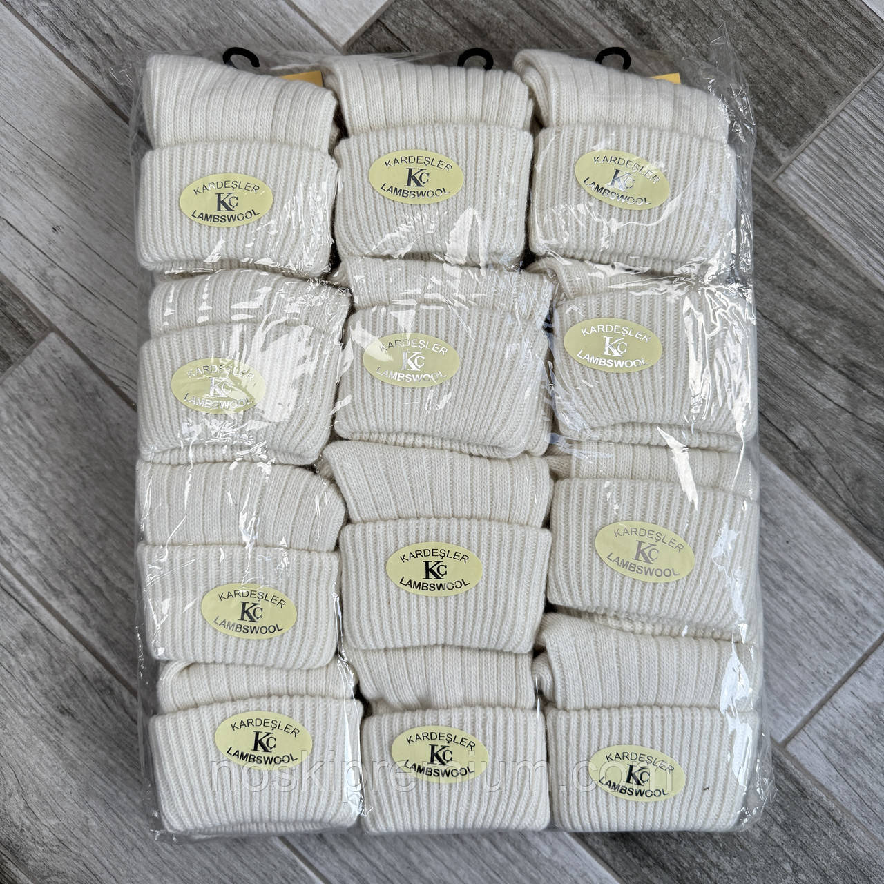 Шкарпетки жіночі вовняні з закотом Kardesler Lambswool, Туреччина, розмір 35-40, білі, 0418