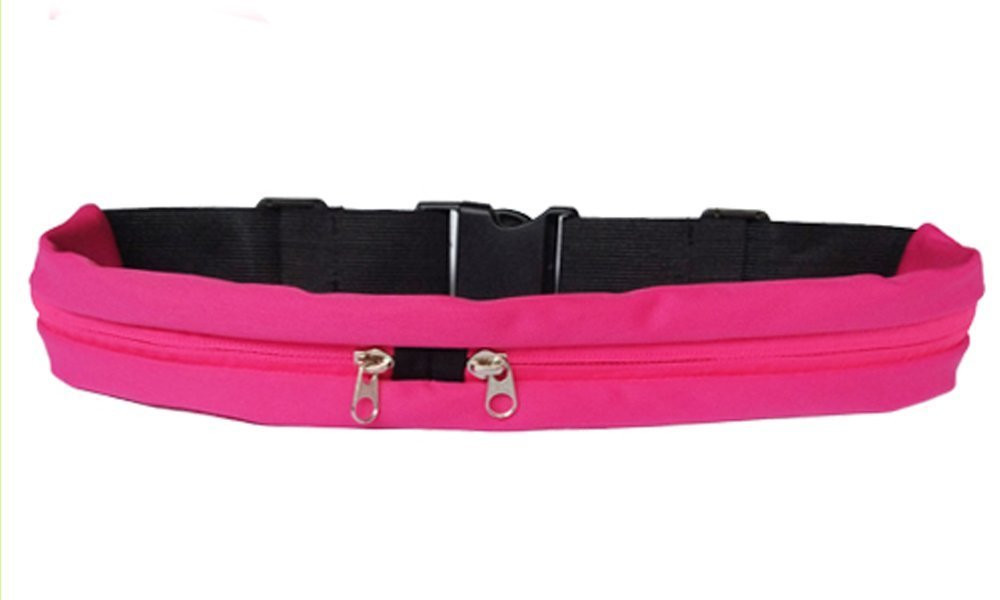 Сумка-ремінь для бігу з двома кишенями рожева, фото 1