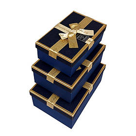 Набір коробок 3 шт прямокутні, 23 х 16 х 9,5 см з глітером (10239-blue)