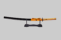 Самурайська катана на підставці, в подарунковій дерев'яній коробці жовтого кольору