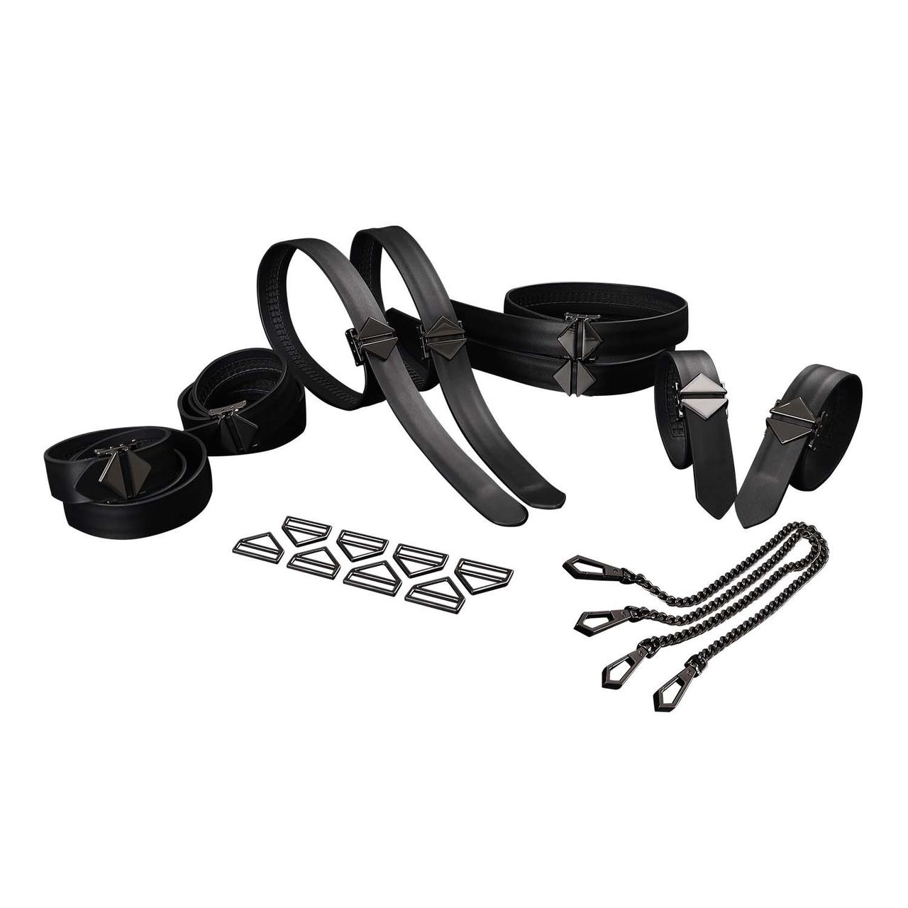 Набір із 8 ременів для зв'язування LOCKINK 8-Bondage-Straps Restraint Set — Black