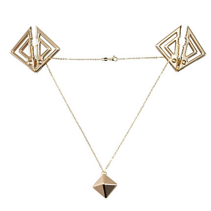 Затискачі для сосків із важкою підвіскою LOCKINK Adjustable Nipple Clamps with Heavy Pendant — Golden, фото 1