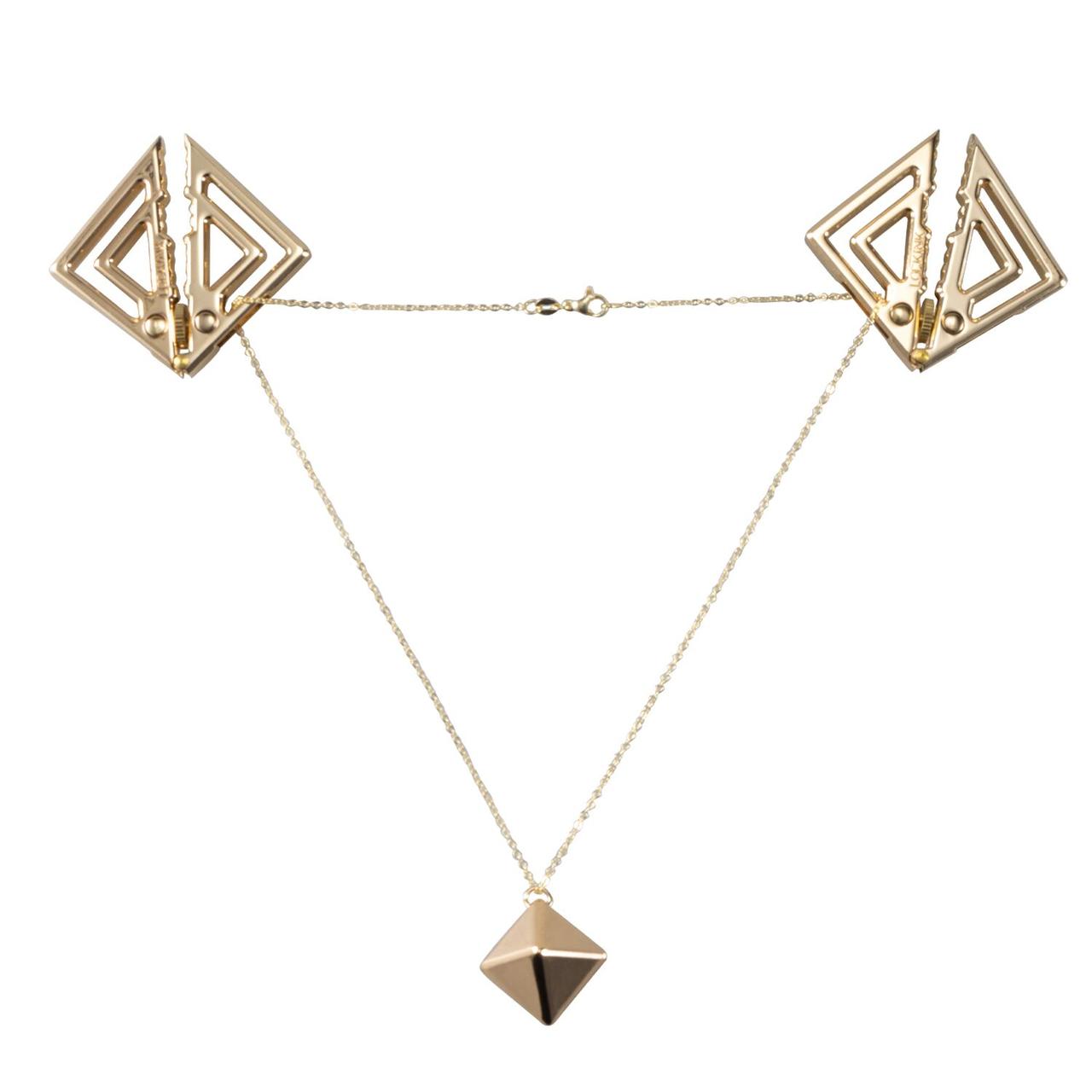 Затискачі для сосків із важкою підвіскою LOCKINK Adjustable Nipple Clamps with Heavy Pendant — Golden