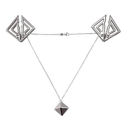 Затискачі для сосків із важкою підвіскою LOCKINK Adjustable Nipple Clamps with Heavy Pendant — Grey, фото 1