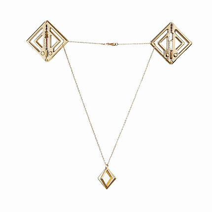 Затискачі для сосків із легкою підвіскою LOCKINK Adjustable Nipple Clamps with Light Pendant - Golden, фото 1