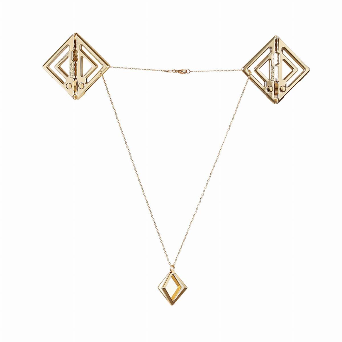 Затискачі для сосків із легкою підвіскою LOCKINK Adjustable Nipple Clamps with Light Pendant - Golden