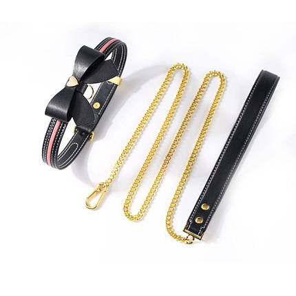 Поводок LOCKINK SEVANDA Love Heart Butterfly Leather Collar Set - Black, фото 1