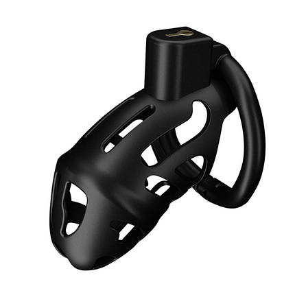 Клітка для пеніса LOCKINK SEVANDA Plastic Penis Chastity Cage, чорна, 3 кільця різних розмірів, фото 1