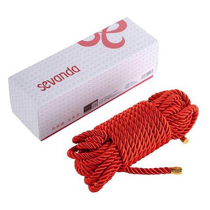 Мотузка для шибарі LOCKINK SEVANDA Shibari Pratice Rope, червона, 8 м, нейлон+бавовна, фото 2