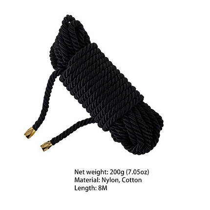 Мотузка для ударарі LOCKINK SEVANDA Shibari Pratice Rope Black, 8 метрів, фото 2