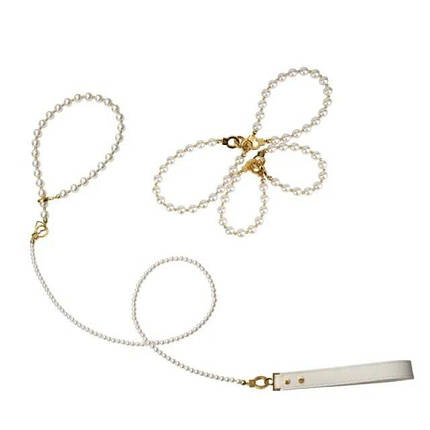 Перловий нашийник із повідцем і наручниками LOCKINK Pearl Bondage & Restraint Set, фото 1