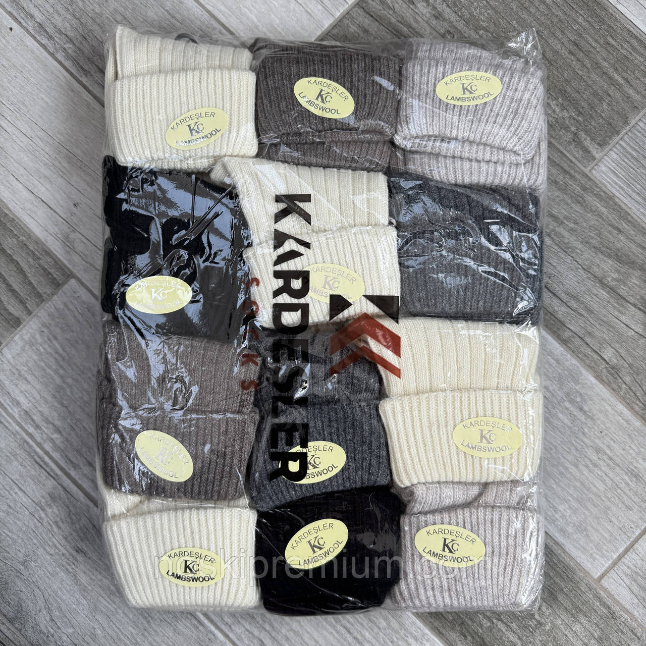 Шкарпетки жіночі вовняні з закотом Kardesler Lambswool, Туреччина, розмір 35-40, асорті, 0419